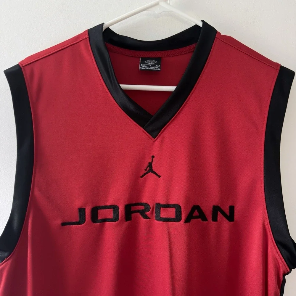 2005 Air Jordan 20th Anniversary Red Jersey Tank Black Trim Basketball Sz M RARE